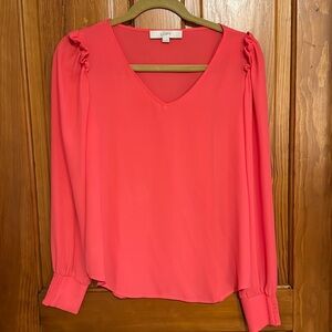 LOFT Women's Long-Sleeve V-Neck Blouse XS